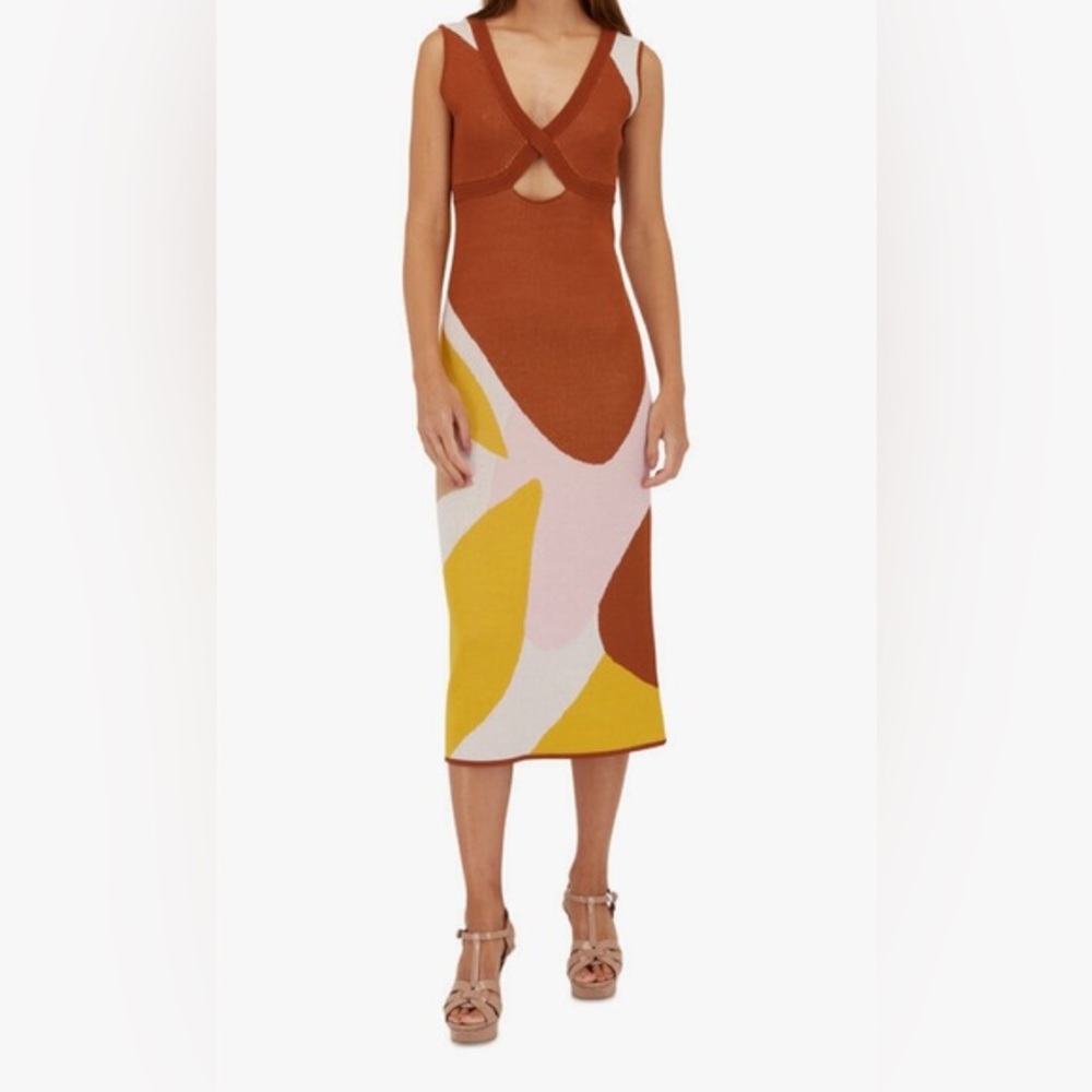 SACHIN + BABI - Brown Asymmetrical Cut-Out Maxi Dress - NEW